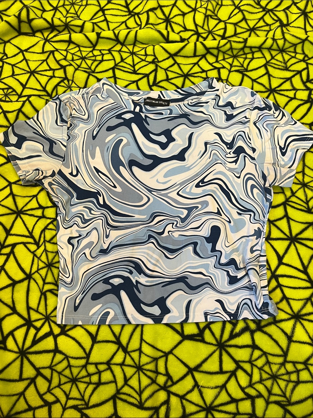 Streetwear Society Blue & White Marble Crop Tee